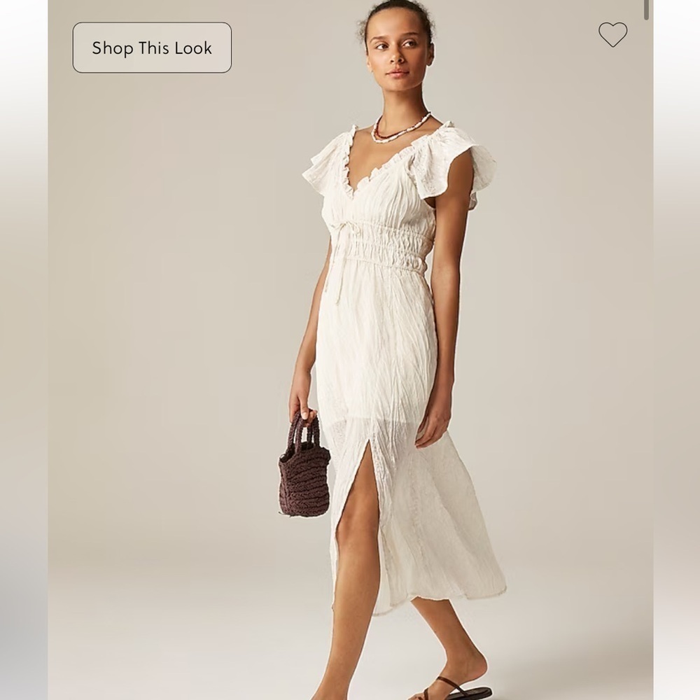 J. Crew Palermo dress viscose-blend crinkle CK800 NWT Natural beach wedding XS